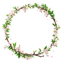 Obraz na płótnie Canvas Cherry blossom wreath. Generative AI. transparent PNG
