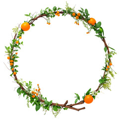 Orange wreath. Generative AI. transparent PNG