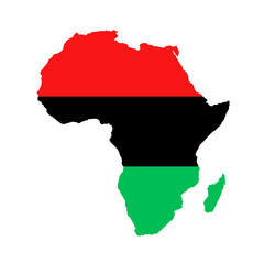 Pan-africanism and panafricanism - Africa and African continent as united country, nation and continent. National flag with red, black and green colors. Vector illustration isolated on white.