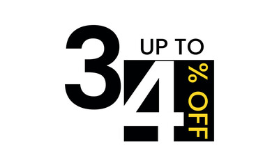 up to sale discount template, abstract 34 percent off vector, up to 34 percent discount template