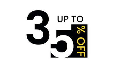 up to sale discount template, abstract 35 percent off vector, up to 35 percent discount template