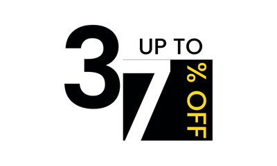 up to sale discount template, abstract 37 percent off vector, up to 37 percent discount template