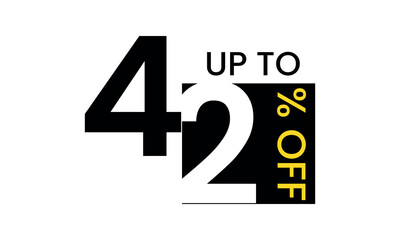 up to sale discount template, abstract 42 percent off vector, up to 42 percent discount template