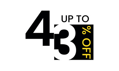up to sale discount template, abstract 43 percent off vector, up to 43 percent discount template