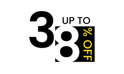 up to sale discount template, abstract 38 percent off vector, up to 38 percent discount template