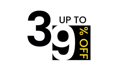 up to sale discount template, abstract 39 percent off vector, up to 39 percent discount template