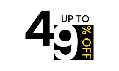 up to sale discount template, abstract 49 percent off vector, up to 49 percent discount template