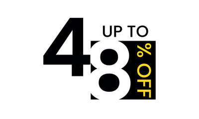 up to sale discount template, abstract 48 percent off vector, up to 48 percent discount template