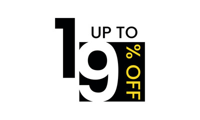 up to sale discount template, abstract 19 percent off vector, up to  19 percent discount template