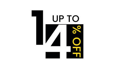 up to sale discount template, abstract 14 percent off vector, up to 14 percent discount template