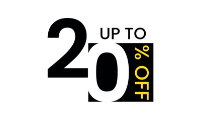 up to sale discount template, abstract 20 percent off vector, up to 20 percent discount template