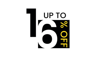 up to sale discount template, abstract 16 percent off vector, up to 16 percent discount template