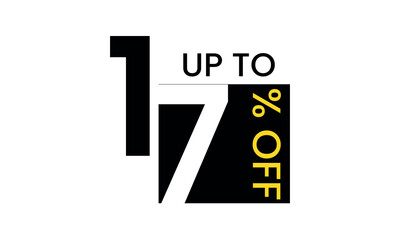 up to sale discount template, abstract 17 percent off vector, up to 17 percent discount template