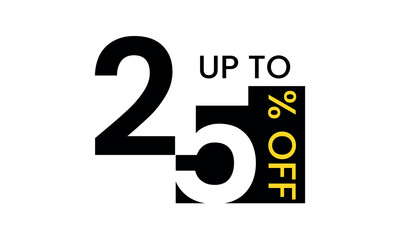 up to sale discount template, abstract 25 percent off vector, up to 25 percent discount template