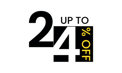 up to sale discount template, abstract 24 percent off vector, up to 24 percent discount template