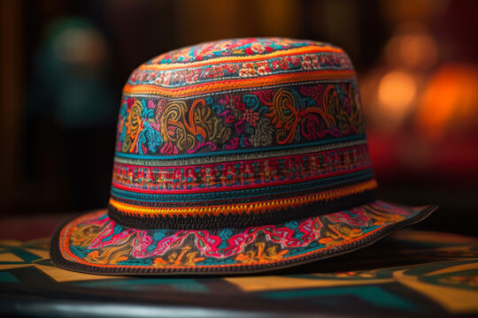 traditional colorful asian hat generative ai