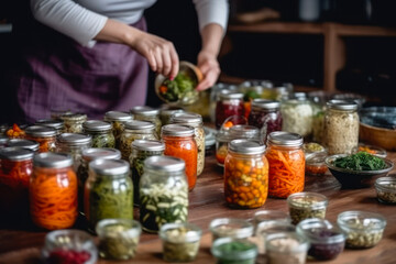 preparation of preservation for the winter in glass jars generative ai