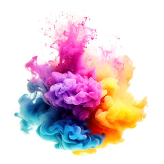 Fototapeta premium Rainbow of Acrylic Ink in Water. Color Explosion on a white background. Generative AI