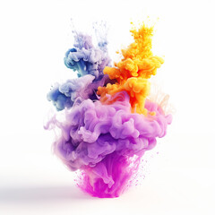 Obraz premium Rainbow of Acrylic Ink in Water. Color Explosion on a white background. Colorful explode, Generative AI