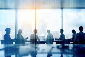 diverse group of professionals discussing business ideas around a conference table. Generative AI