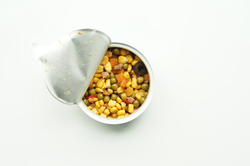 canned sweet corn close up .