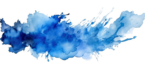 blue  paint brush strokes in watercolor isolated against transparent - obrazy, fototapety, plakaty