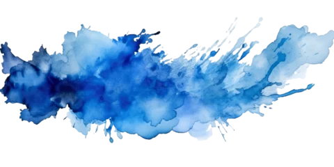 Foto op Canvas blue  paint brush strokes in watercolor isolated against transparent © bmf-foto.de