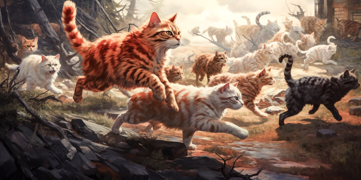 Cats frolic and play in the dust - generative ai