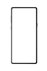 Black smartphone with white screen isolated on white background.