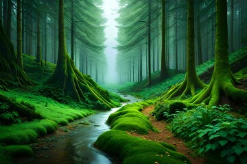 green forest in the forest.