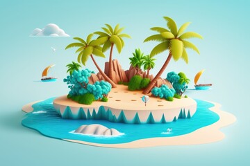 Fototapeta na wymiar A seashore island for a summer holiday. Generative AI