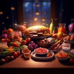 still life with candles and fruits generative AI