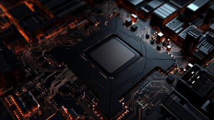 Fototapeta premium security door of future AI Technology gear technical concept