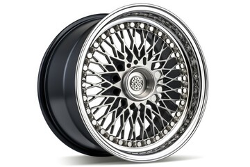 black and silver wheel on a white background. Generative AI