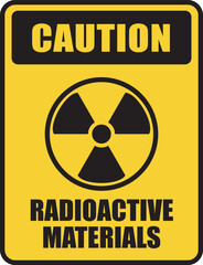 A Nuclear power sign, yellow warning symbol, caution radioactive materials flat icon illustration. - obrazy, fototapety, plakaty