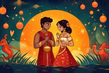 Traditional Sinhala and Hindu New Year background vector art illustration Sri Lankan Happy New Year. Generative AI