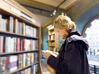 bookstore,
buying a book in a store