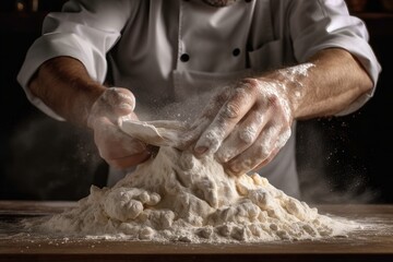 chef / baker with hands in dough - generative AI