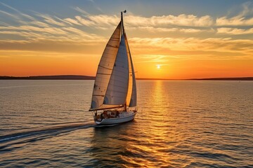 Obraz na płótnie Canvas sailboat at sunset generative AI