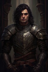 Obraz na płótnie Canvas a man in armor with long hair