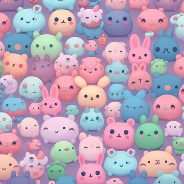 pattern with bunnies, bears and pigs - generative AI