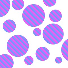Pink, purple, and blue striped circles on white background