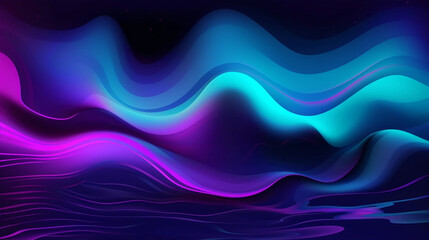 Obraz na płótnie Canvas Abstract purple and blue liquid wavy shapes futuristic banner. Glowing retro waves vector background