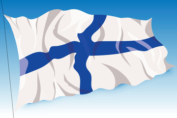 waving Finnish flag, Finland patriotic banner