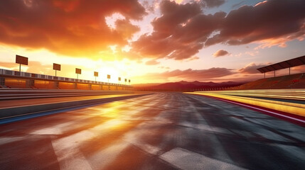 Obraz premium View of FORMULA 1 race ring. Driving a sport car. Asphalt road. Empty racing ring road background Generative AI