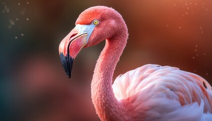 Fototapeta premium close up of a pink flamingo -Created using generative AI tools