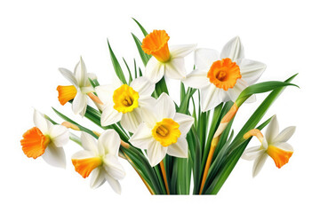 Daffodils Narcissus Flower Tropical Garden Nature on White background, HD