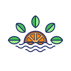 Flat design logo with orange and sea theme
