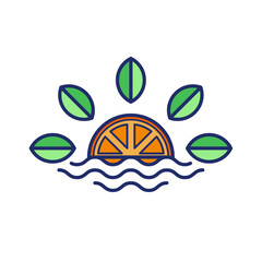 Naklejka premium Flat design logo with orange and sea theme