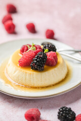 Creme caramel, flan, or caramel pudding is a custard dessert